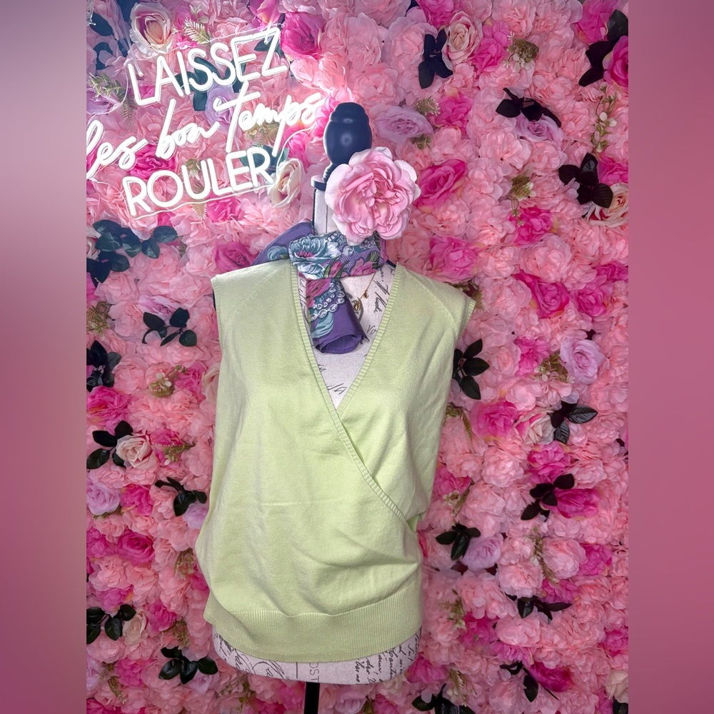LOFT Avocado Green Crossover V-neck Vest